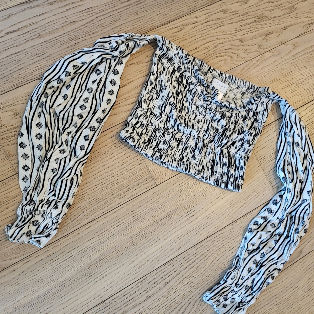 Anthropologie Black and White Patterned Crop Top